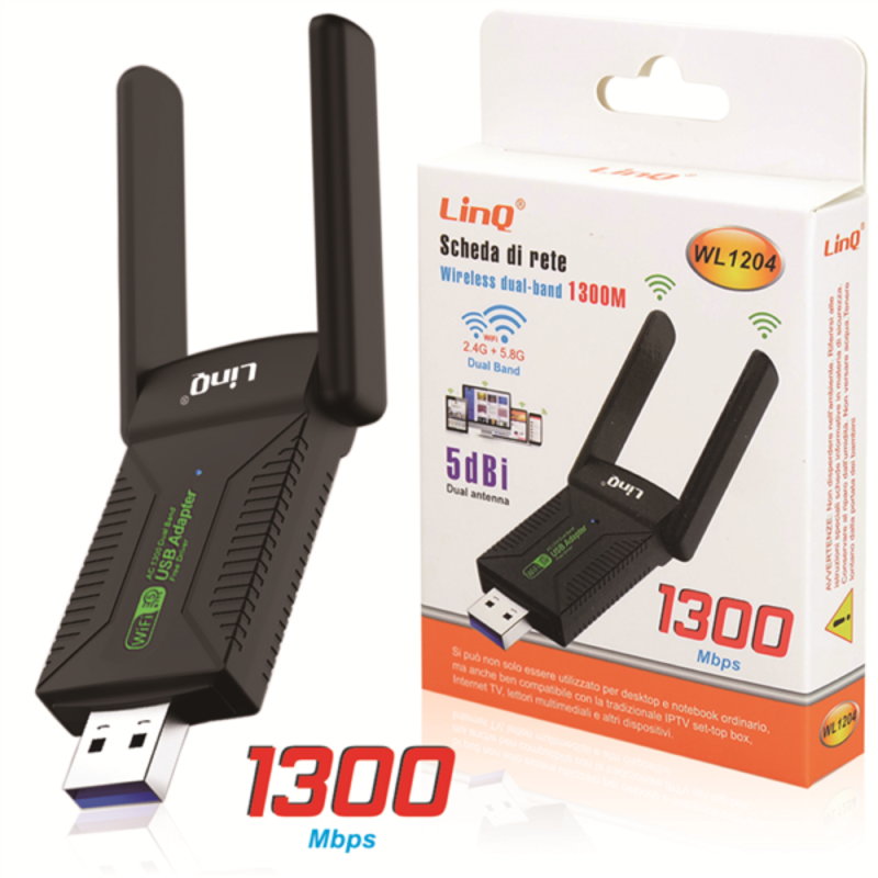 Carte Réseau Sans Fil Bluetooth USB 1300M LinQ WL1204
