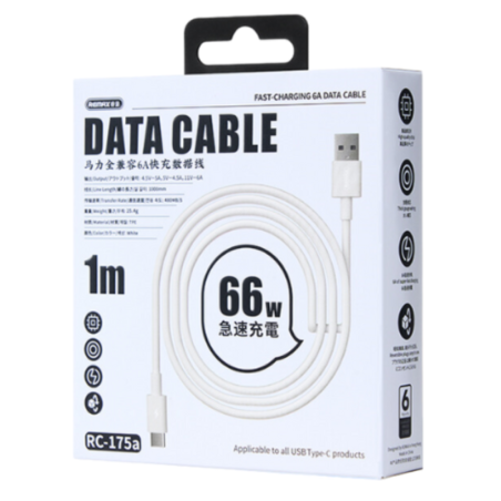 Câble USB / USB-C 66W 6A Remax Marlik RC-175a Blanc