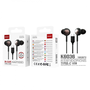 Ecouteurs Kit Main Libre Type-C Noir D-power K6036